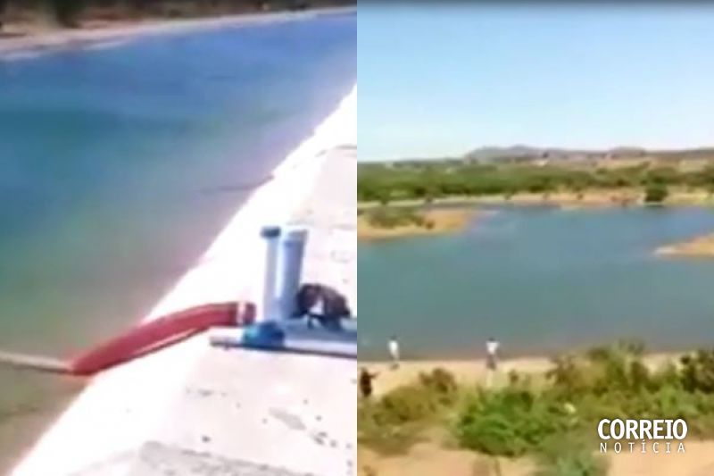 Vídeo mostra desvio de água do Canal do Sertão para abastecer lago em meio à Caatinga