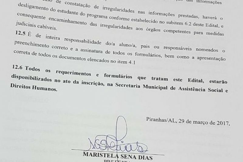 Prefeitura de Piranhas lança Edital para Auxílio Transporte de Estudantes Universitários