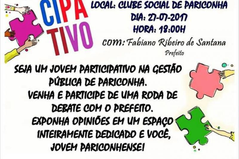 Prefeito Fabiano Ribeiro participará de roda de debates com jovens em Pariconha