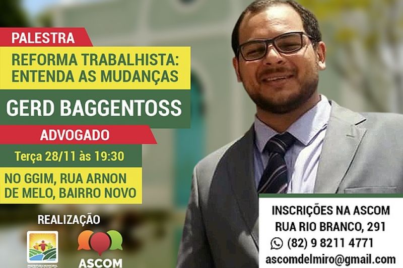 Assessoria de Comunicação de Delmiro vai realizar palestra sobre Reforma Trabalhista