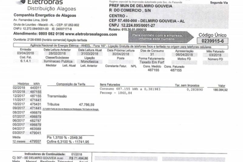 Prefeitura de Delmiro divulga valor arrecadado pela Cosip e despesa com iluminação pública