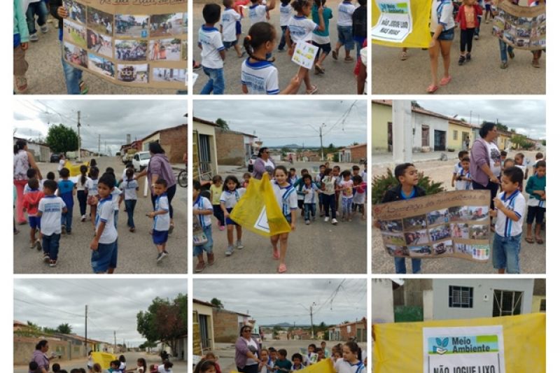 Alunos da rede municipal buscam sensibilizar população com cuidados ambientais com o lixo