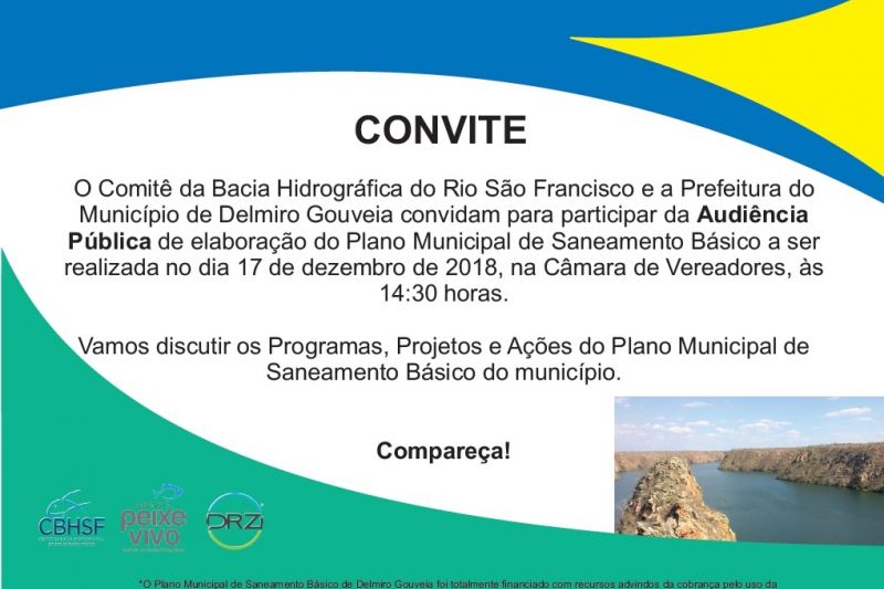 Participe da Audiência Pública do Plano Municipal de Saneamento Básico de Delmiro Gouveia