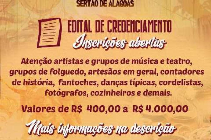 Festival Cultural de Santana do Ipanema abre credenciamento para artistas