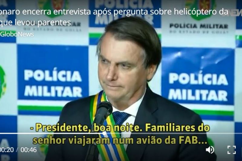 Bolsonaro chama de idiota pergunta sobre uso do helicóptero para levar família a casamento