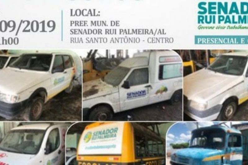 Prefeitura de Senador Rui Palmeira realizará leilão de veículos