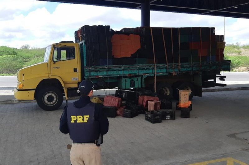 PRF apreende 110 mil maços de cigarros contrabandeados na BR-423 em Delmiro Gouveia