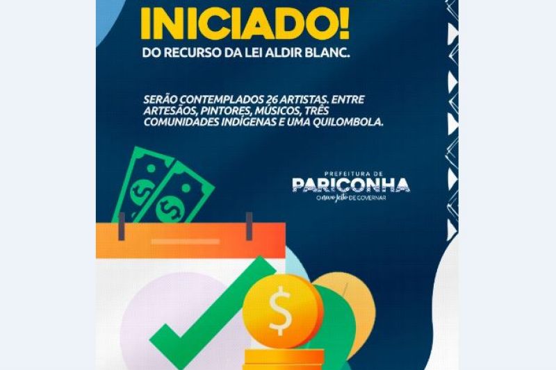 Com Lei Aldir Blanc em vigor, artistas de Pariconha começam a receber o auxílio