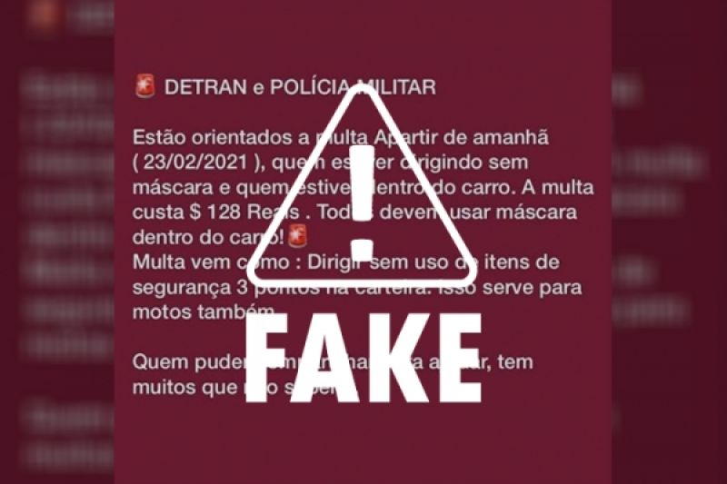 É fake que Detran/AL vai multar motoristas que dirigem sem a máscara de proteção