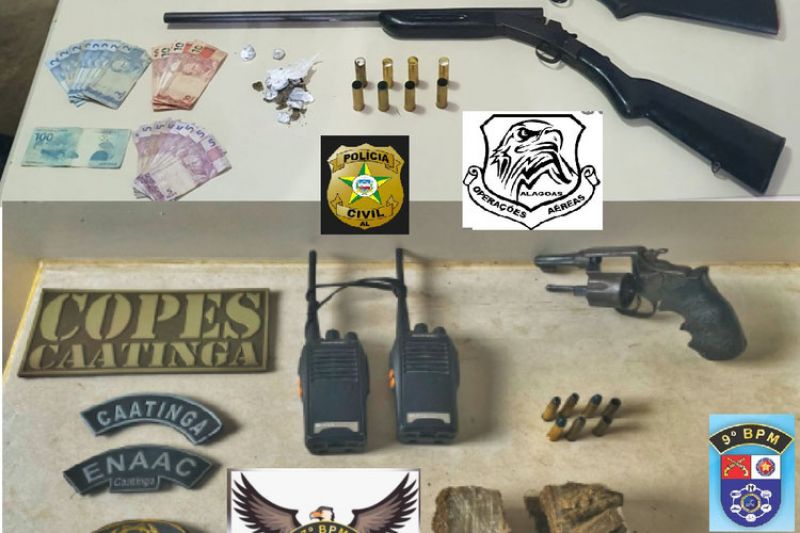 Operação policial conjunta prende dois homens e apreende armas em três cidades do Sertão