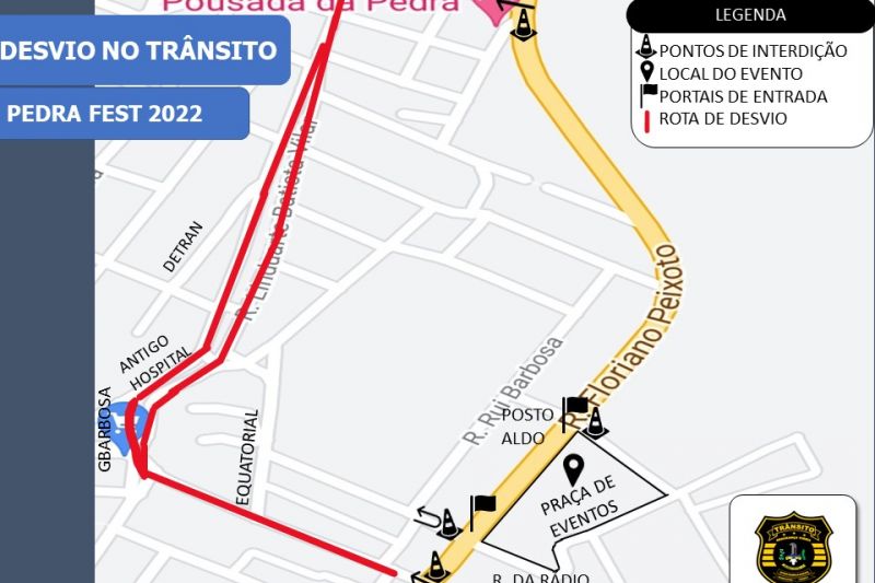 SMTT de Delmiro Gouveia divulga alteração no trânsito devido ao Pedra Fest