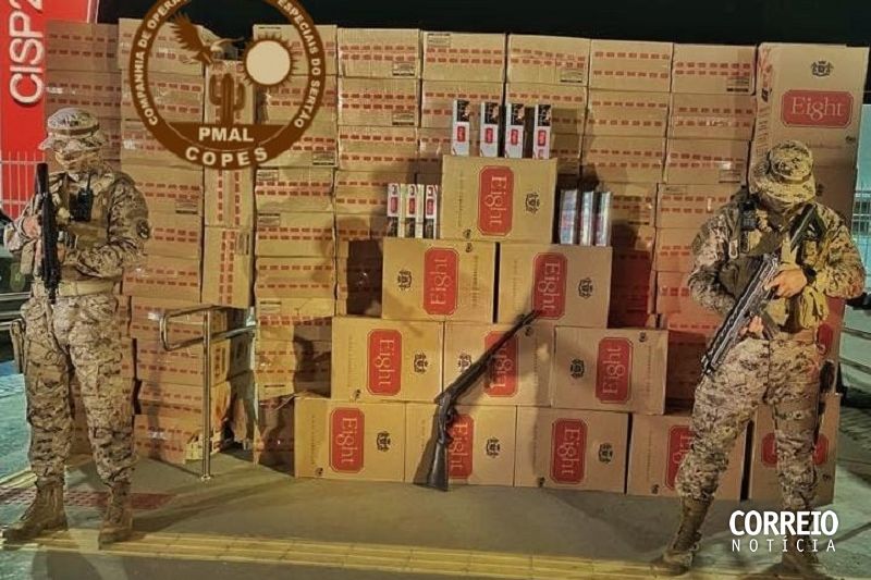 Ação da polícia resulta em apreensão de armas de fogo e carga contrabandeada em Piranhas