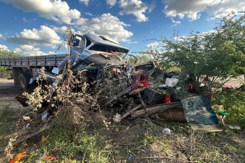 Batida entre caminhonete e caminhão deixa três mortos e um ferido em Delmiro Gouveia