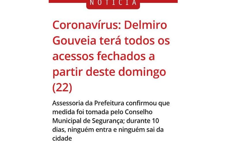 Matéria do Correio Notícia sobre fechamento de acessos de Delmiro Gouveia é antiga